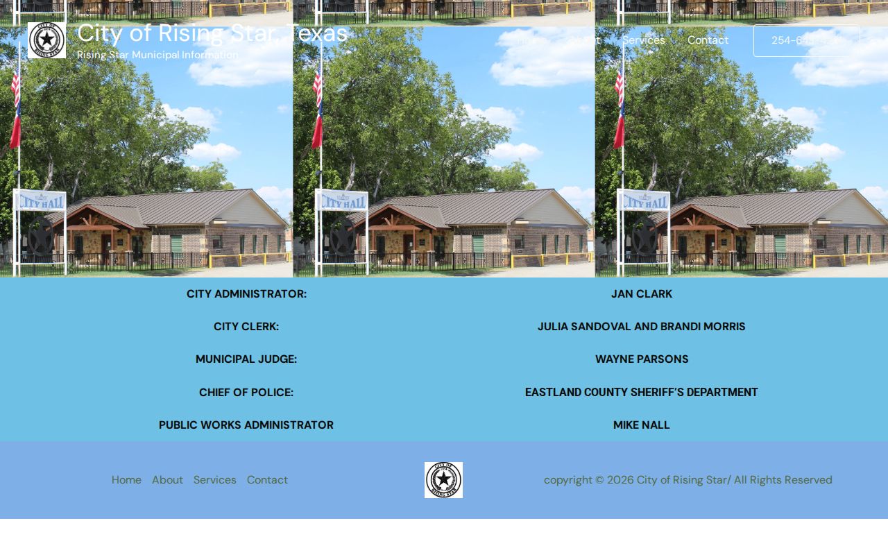 Rising Star warrant records, municipal judge and city personnel contact page