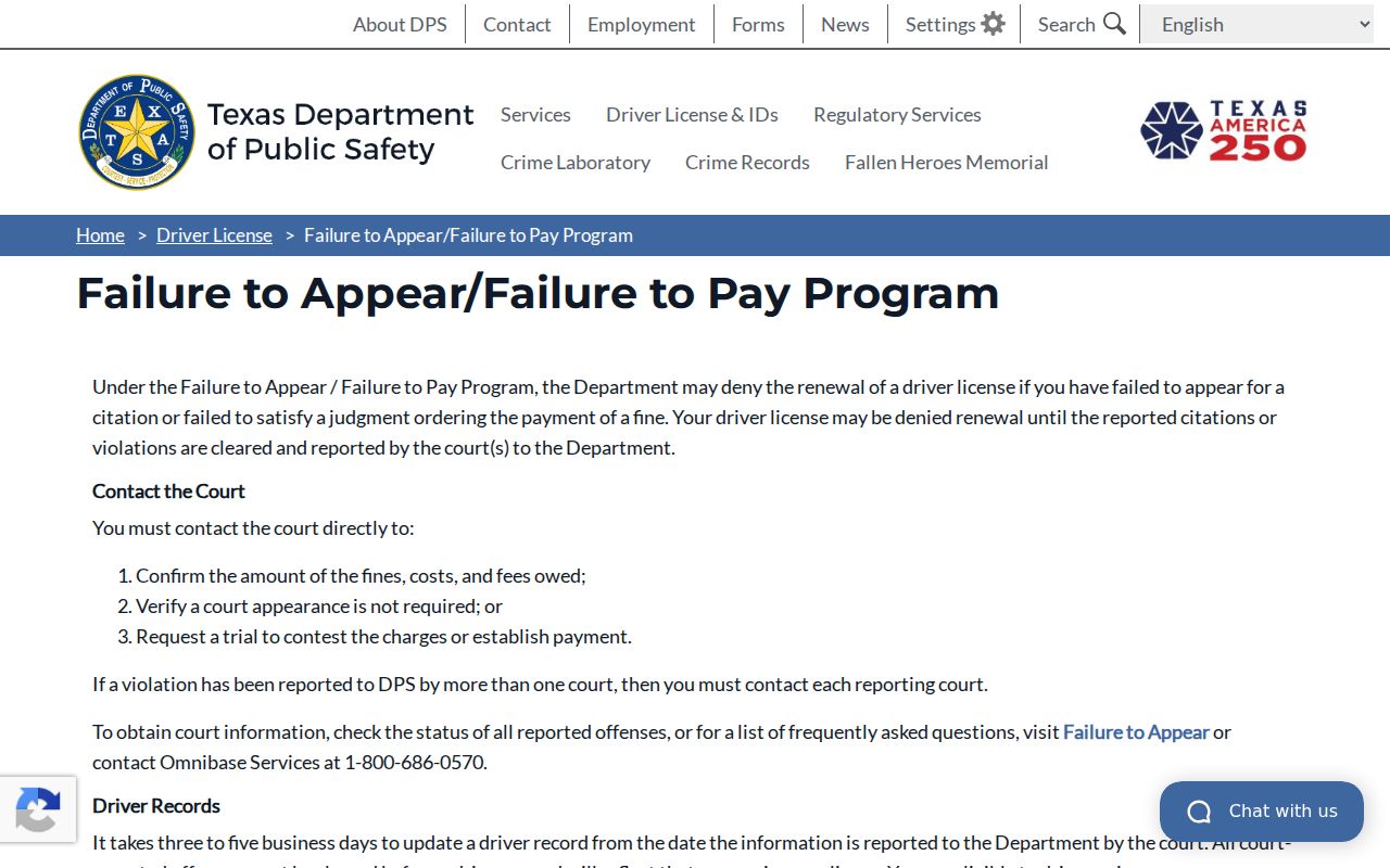 Eastland County traffic warrant information, DPS FTA and FTP license compliance page