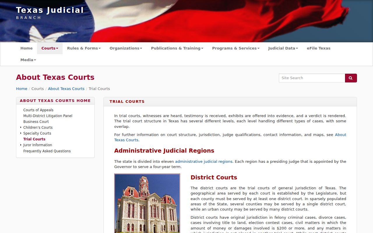 Eastland County warrant records, Texas court hierarchy source page