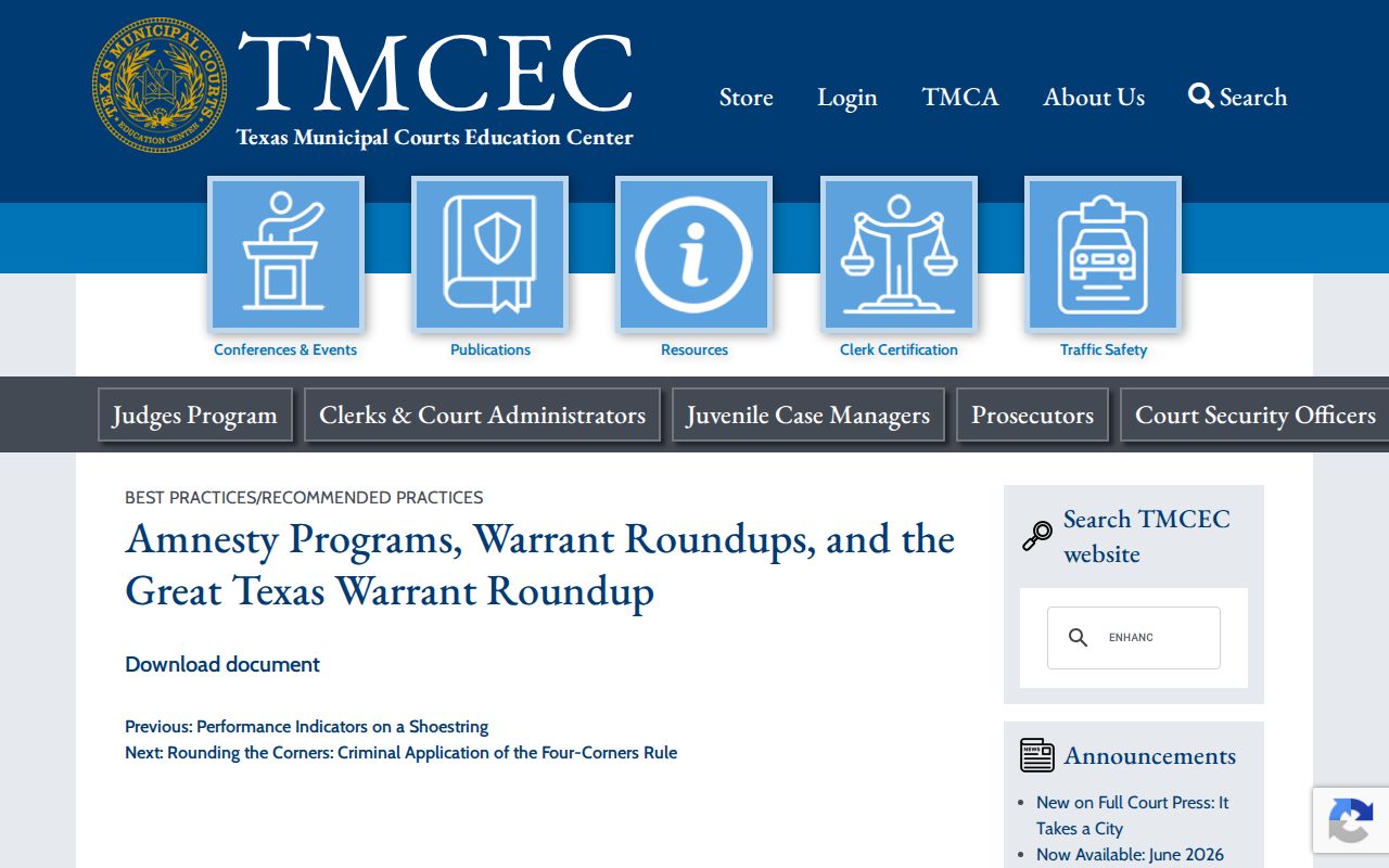 Eastland County most-wanted and roundup information, Texas municipal-court education article